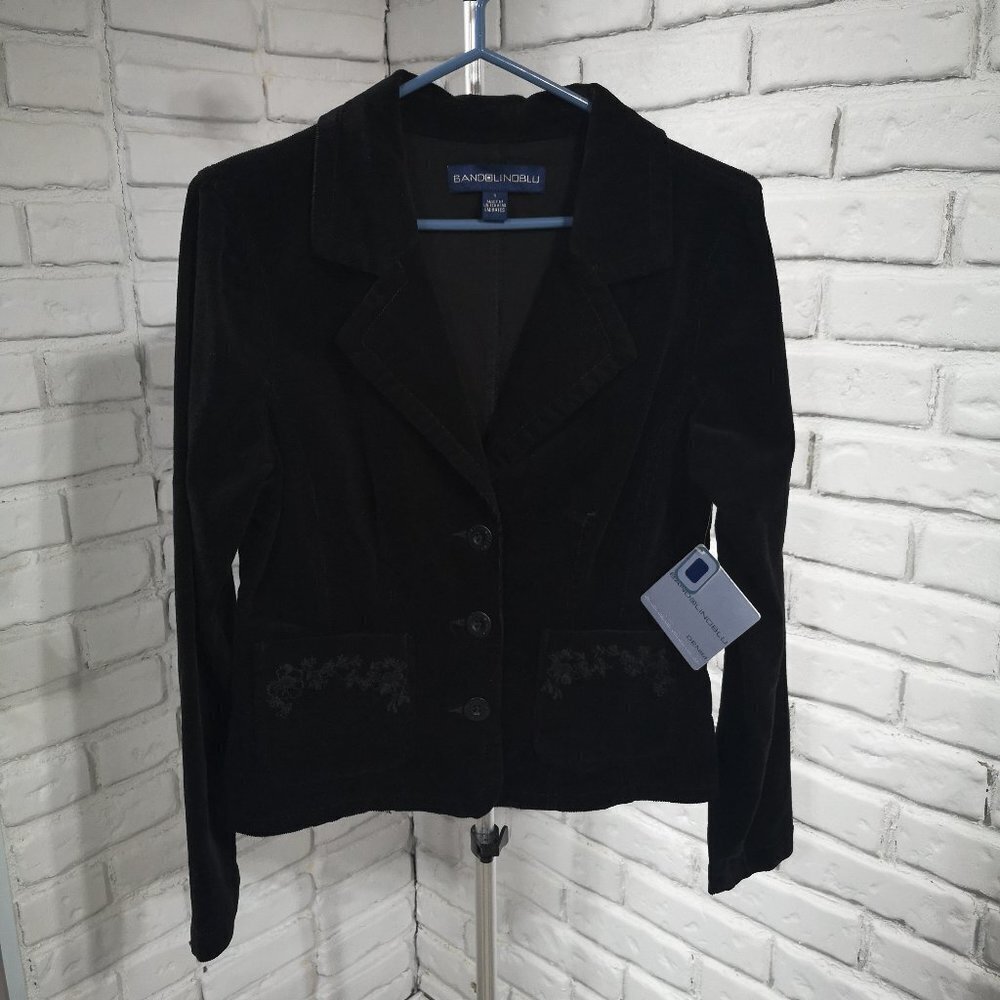 NWT Bandolinoblu Denim Ladies Size Small Black Corduroy 3 Button Closure Jacket